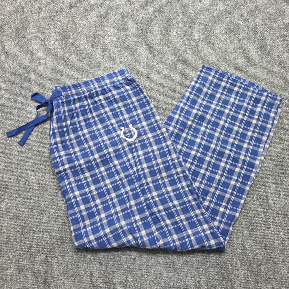 NFL‎ Team Apparel Indianapolis Colts Pajama Pants Men's XL Blue Plaid Sleepwear